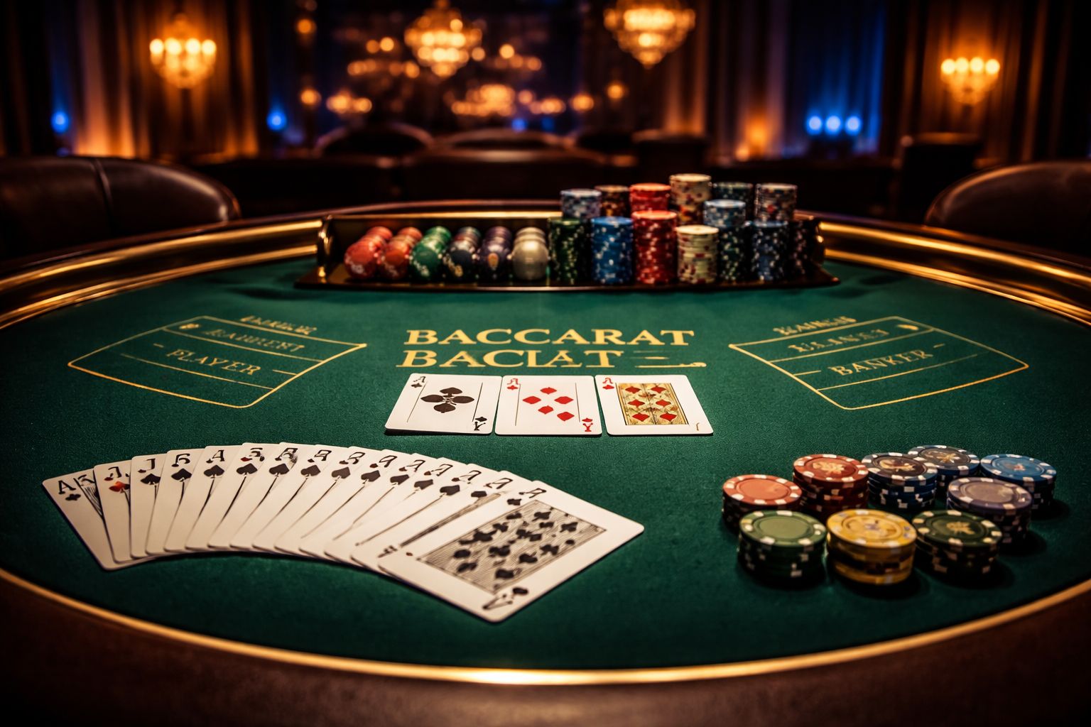 Elegant live dealer confidently presenting cards at a beautifully decorated baccarat table under warm studio lighting representing the sophisticated atmosphere of FG66 Casino